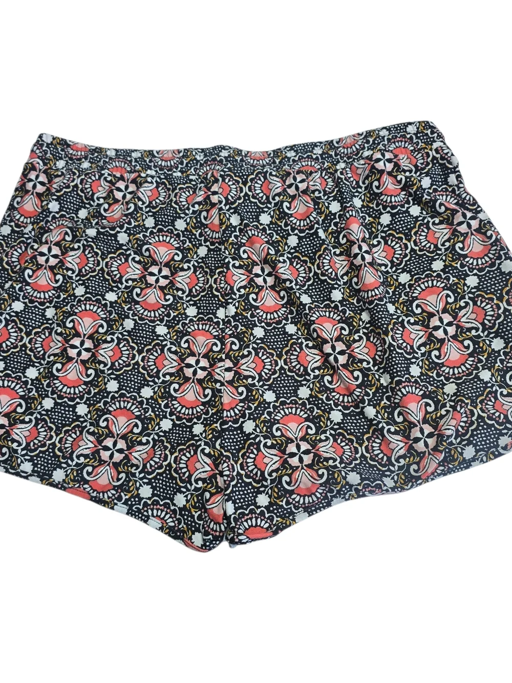 Mudd Boho Paisley Shorts Women’s L Pink Black Stretch Knit Lounge Festival